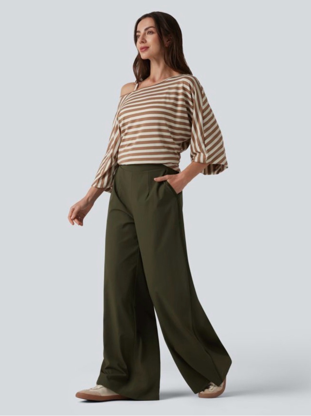 High Waisted Wide Leg Casual Pants with Pockets - Halara - NWT - Large
